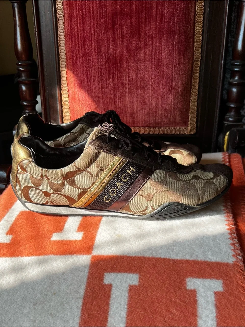 Coach Women’s Brown Signature Canvas Sneakers